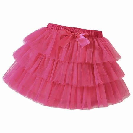 

Baby Girls Dresses Solid Color Sleeveless O-Neck Summer Bow Knot Multi Layered Mesh Casual Skirt Suitable For Aged 2 To7 Party Leisure Fit Comfy Dress