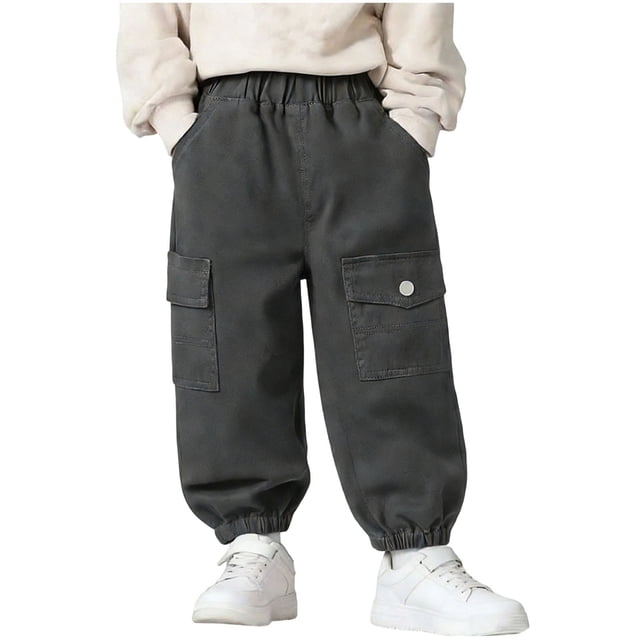 Girls Elastic Waist Jeans for Women Lace Edge Strawberry Print Flared Pants