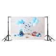 thumbnail image 3 of ABPHOTO 7x5ft Boy's 1st Birthday Backdrop Balloons Paper Flowers Baby Cake Smash Banner Helm White Brick Wall Backdrops, 3 of 4