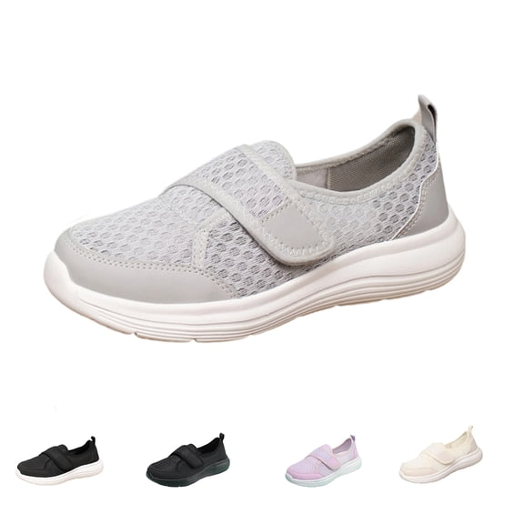 Women's Hook and Loop Walking Shoes Breathable Mesh Upper Cushioned Sole Lightweight Comfort Casual Sneakers for Daily Walking Shopping Work Wear 39