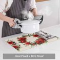 thumbnail image 6 of Placemat Set of 6 Red Rose Wreath Placemats for Dining Table Retro Flowers Washable Table Mats for Kitchen and Party Decor Indoor & Outdoor Use, 6 of 8