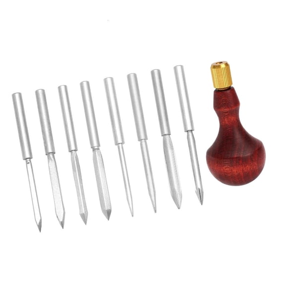 YIGSECU 8 in 1 Awl Tool Set Scratch Awl Tool Stitching Sewing Awl with Wood Handle for Craft