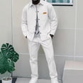 thumbnail image 2 of DHFJKG 2 Piece Sets Mens Shirts Waffle Button Down Turndown Collar Shirt Jacket Straight Leg Pants Solid Color Soft Outfit, 2 of 5