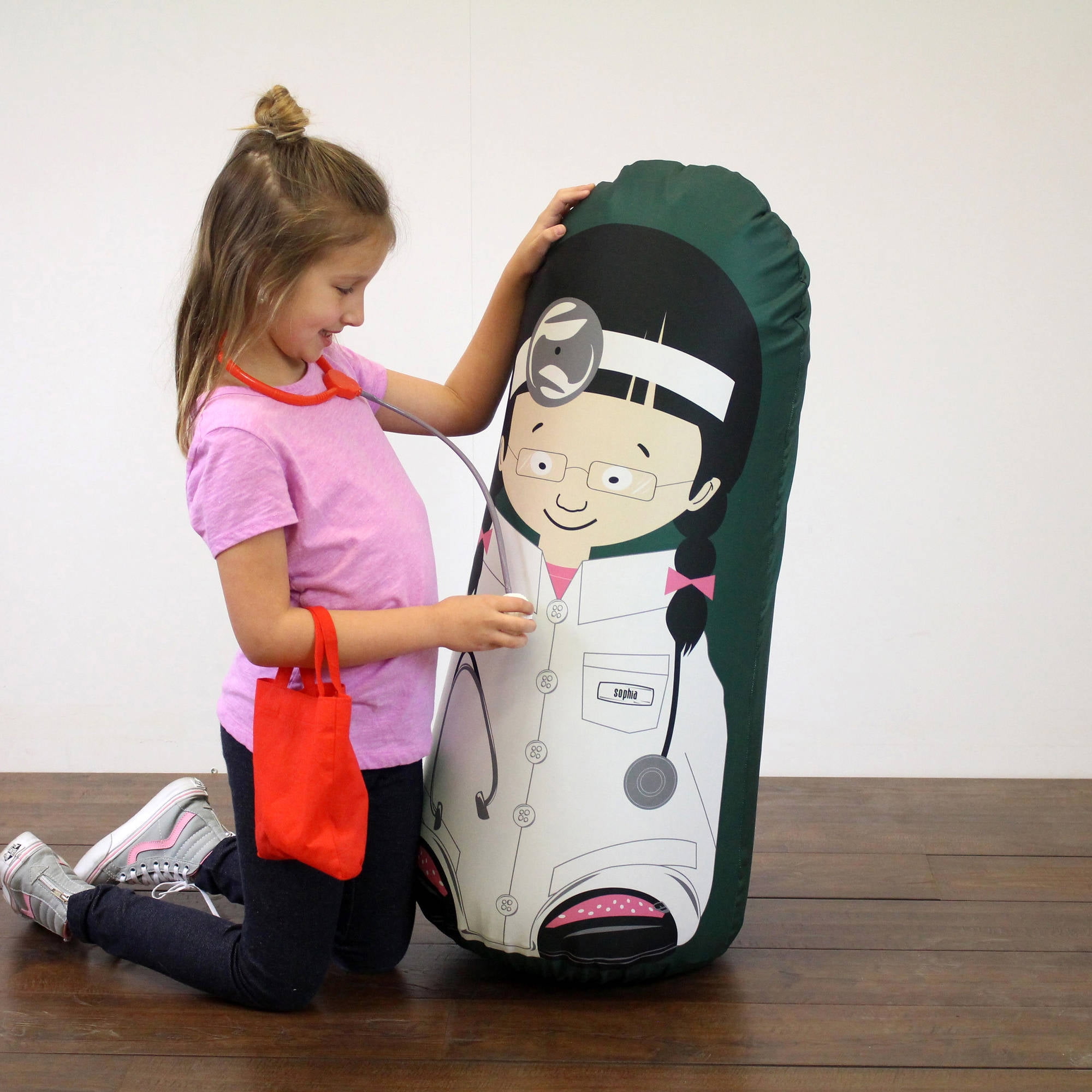 Kid Tough Fitness Inflatable Free-Standing Punching Bag + Machine Washable Fabric Cover Doctor Sophia Kids Workout Buddy... by Pueri Elemental LLC