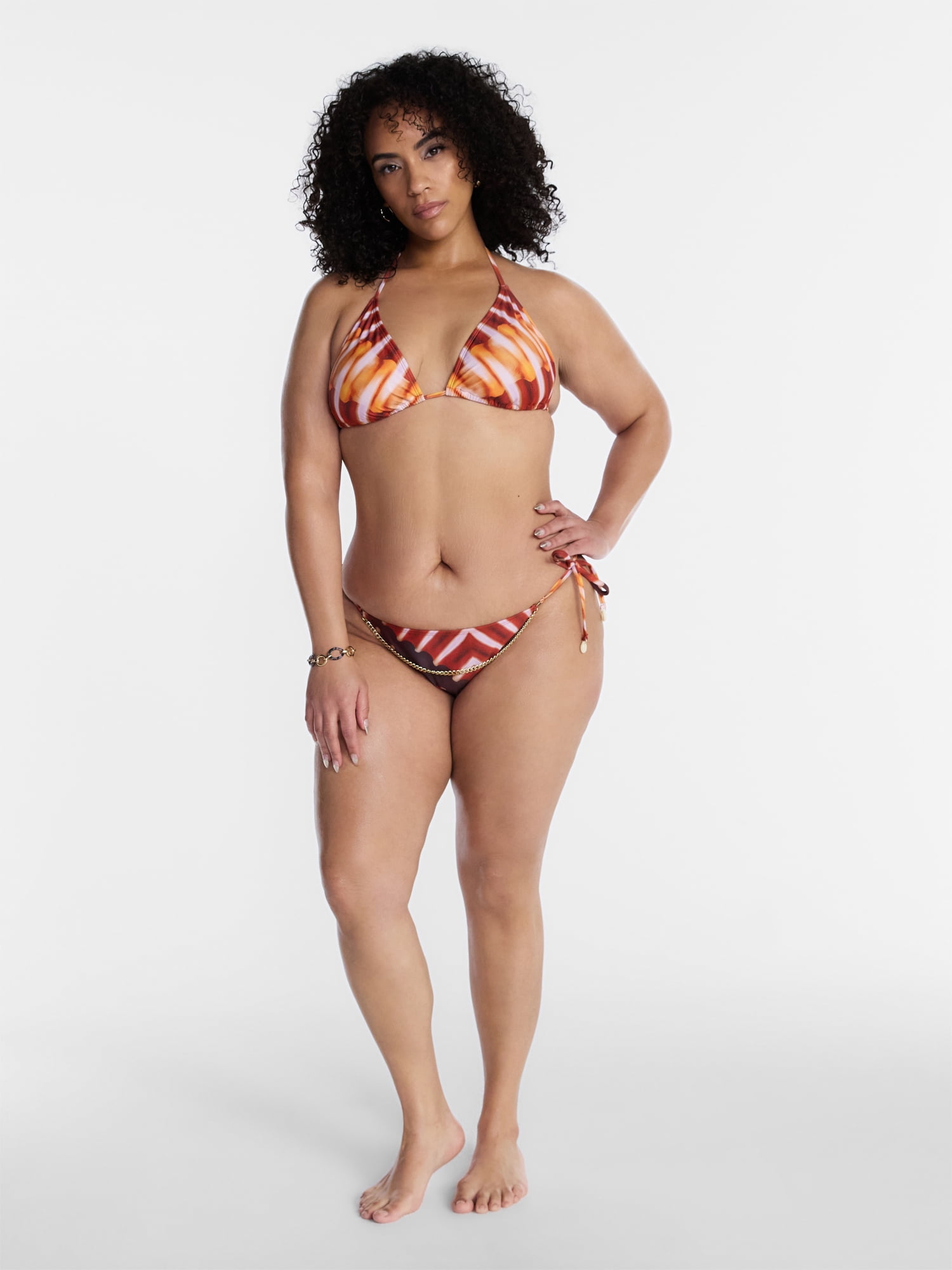 Hot Girl Summer by Megan Thee Stallion Women's and Women's Plus Conch Hottie Side Tie Shell Bikini Bottoms, Sizes XS-3X