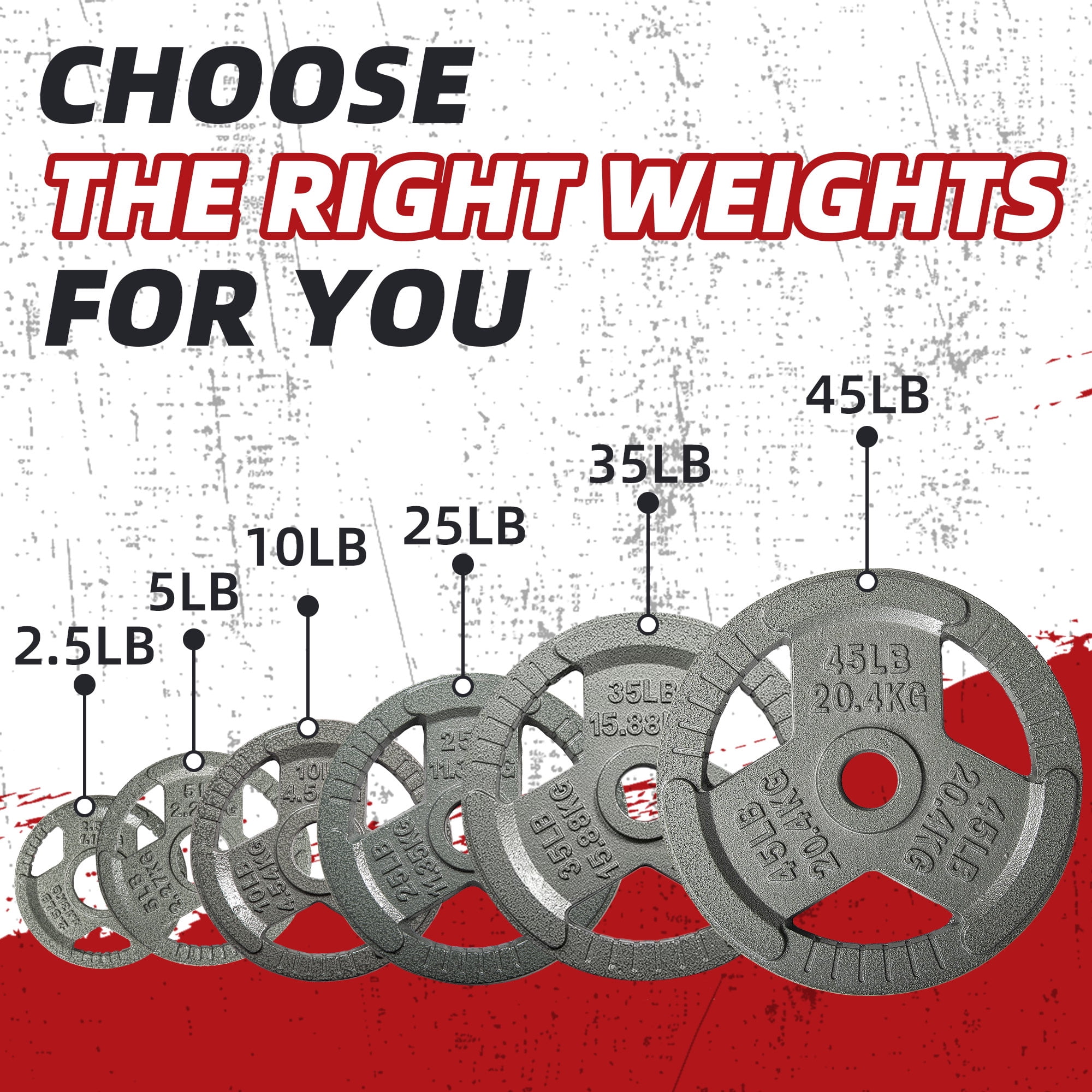 BalanceFrom 2-Inch Cast Iron Olympic Weight Plate Set，with 5FT Barbell，25/35/45LB Weight Plate Options，for Strength Training & Weightlifting