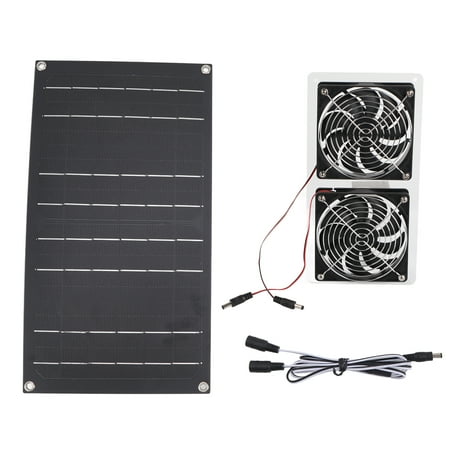 

Solar Panel Fan Kit 100W Dual Fans IP67 Waterproof Low Noise Wide Application Solar Powered Fan For Pet House Hut