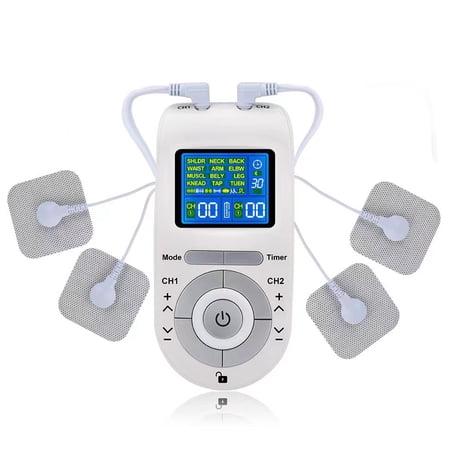 TENS Unit Muscle Stimulator EMS Dual Channel 12 Modes with 8 Electrode Pads, Pulse Therapy Machine for Back Neck Pain Muscle Therapy