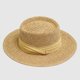 thumbnail image 1 of Sombrero de copa plana francés tejido a mano para verano, gran alero, cinturón de tres pliegues, sombrilla, sombrero de copa, sombrero de paja cóncavo para mujer, 1 of 6