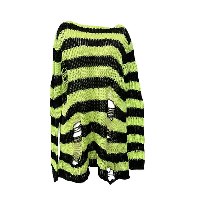 FAROOT Chemise Femme Ajourée Col Rond Rayée Tricotée Décontractée
