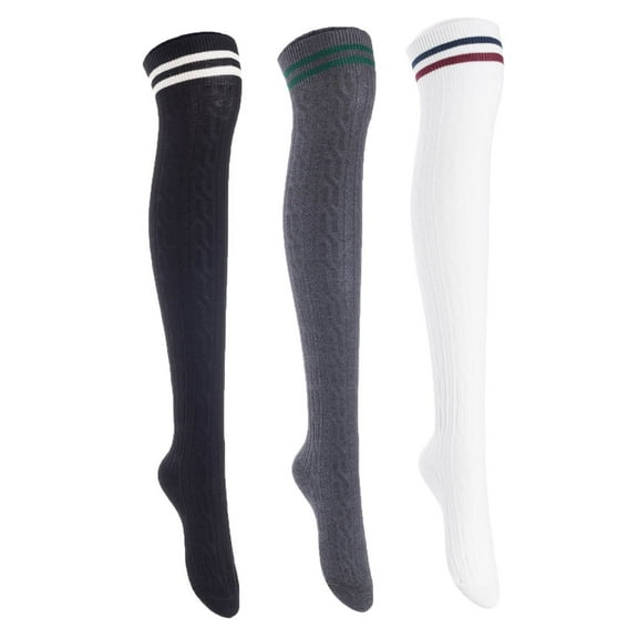 3 Pairs Awesome Women Thigh High Cotton Boot Socks. Comfortable, Soft And Durable Knee High Socks, Perfect As Winter & Spring Socks Size 6-9 Assorted T1023-3c16