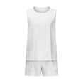 thumbnail image 4 of CHUMUD Womens Cotton Linen 2 Piece Matching Lounge Set Sleeveless Tank Top Shorts Set with Pockets Summer Casual Going Out, 4 of 7