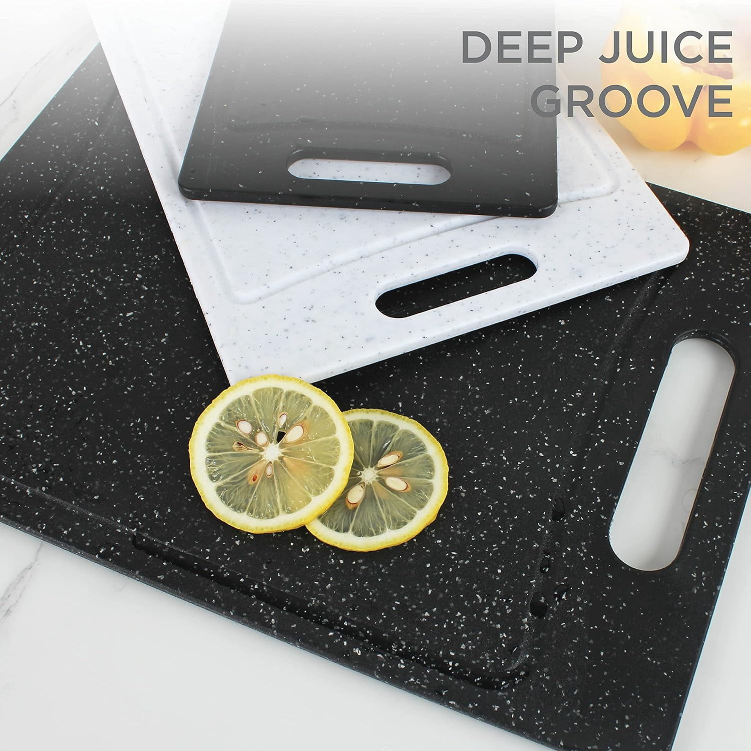 COOK WITH COLOR 3-Piece Cutting Board Set, Non-slip Chopping Board Kitchen Utensils Set Home Essentials, Black White