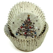 Chef Craft Paper Patterned Cupcake Liners, 50 Count, Off-White/Green/Blue/Yellow/Red