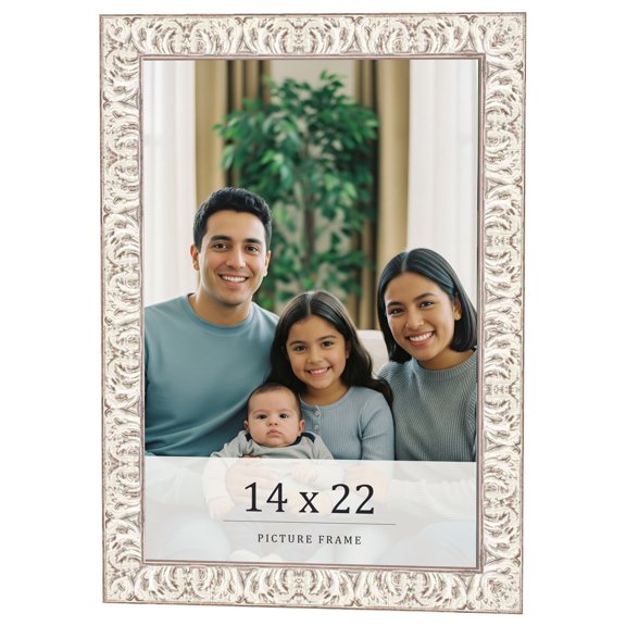 14x22 Frame White Real Wood Picture Frame Width 1.5 inches | Interior Frame Depth 0.5 inches |