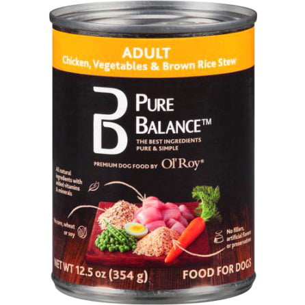 Pure Balance poulet, légumes et riz brun Ragoût adulte Boîtes pour chien, 12,5 oz