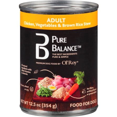 Pure Balance poulet, légumes et riz brun Ragoût adulte Boîtes pour chien, 12,5 oz