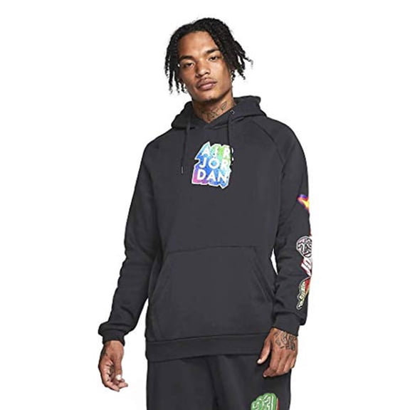 Jordan Jumpman Sticker Pullover Mens Active Hoodies Size M, Color: Black