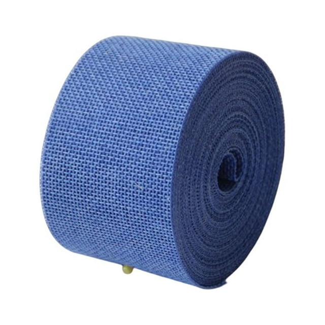 Cateissary Rollos de cinta de arpillera de 5CM, rollo tejido portátil de , Flexible, de moda, apretado, cosido, decoraciones de fiesta para el Kits de decoración para fiestas azul oscuro 1