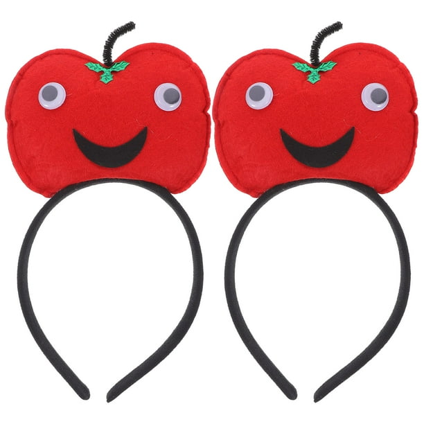 GOOHOCHY 2 diademas de manzana bonitas, accesorios para el cabello para cosplay de carnaval, broche de pelo de fruta de poliéster suave para accesorios de fotos de fiesta y festividades.