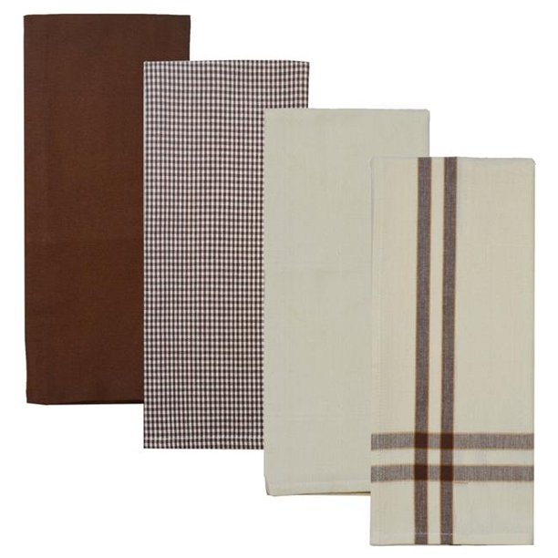 Dunroven House RVARTYBRN Variety Kitchen Towel, Brown & Cream Set of