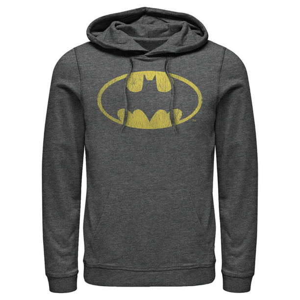 dubbellaag open haard Mijlpaal Men's Batman Logo Retro Caped Crusader Pull Over Hoodie Charcoal Heather  Large - Walmart.com