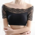 thumbnail image 2 of Lace Bras for Women Padded Bandeau Bra Short Sleeve Convertible Bralettes Basic Layer Off Shoulder Top Bra, 2 of 9