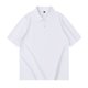thumbnail image 3 of Camisa POLO de manga corta para hombre, camiseta básica en blanco de color sólido, camisa holgada de algodón puro con solapa de talla grande, 3 of 5