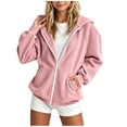 thumbnail image 2 of Girls Hooded Jacket Solid Color Zip Up Hooded Jacket Long Sleeve Ribbed Cuff Casual Outerwear Tops Daily Leisure Coat for Girls with Pockets, 2 of 9