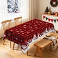 thumbnail image 5 of Nanqianyi Red Black Plaid Christmas Tablecloth,Waterproof Snow Table Cover For Party Decor,52"x70", 5 of 7