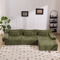 thumbnail image 3 of SEENYOO 117" Modular Sofa, L Shaped Sectional Couch, Chenille 3+1 Seater Couch, Deep-Seat Design, Modular Combination, Bamboo Joint Shape, Green, 3 of 11