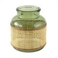 thumbnail image 2 of (2 pack) Home Decor Collection 6" Green Translucent Glass Indoor Tabletop Vase with Natural Rattan Caning Wrap, 2 of 12