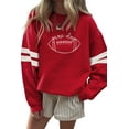 thumbnail image 2 of Fiery Red Oversized Varsity Sweatshirt with Game Day Embroidery for Women | [ZhiHiMeRi] | L, 2 of 5
