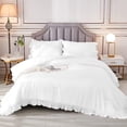 thumbnail image 5 of 3 Piece Luxury Vintage Ruffle Pattern Comforter By D.N.G. BEDDINGS Set Premium Super Soft, All Season, 800 Thread Count 100% Egyptian Cotton Twin/Twin XL Size White Color, 5 of 8