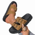 thumbnail image 3 of Womens Flat Sandals Cork Footbed Slides 2 Straps Adjustable Buckle Slip On Summer with Comfort Shoes, 3 of 7