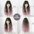 thumbnail image 6 of Ombre Purple Wigs with Bangs, Purple Pink Long Wavy Wig for Women, Long Curly Synthetic Hair Wig for Party Daily Use 24 Inches, 6 of 7
