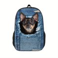 thumbnail image 1 of 1pc Mochila Escolar Creativa Con Estampado De Perro Y Gato Lindo Para Niños Y Niñas, Mochila Impresa De Mezclilla, Mochila De Viaje Al Aire Libre, 1 of 3