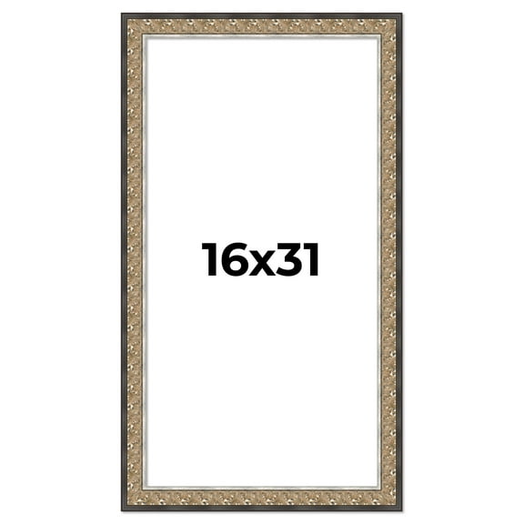 16x31 Frame Silver Real Wood Picture Frame Width 1.75 Inches | Interior Frame Depth 0.5 Inches |