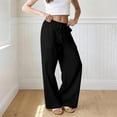 thumbnail image 5 of VEKDONE Womens Cotton Wide Leg Pants Casual Flowy Drawstring High Waist Palazzo Pants Summer Loose Fit Comfy Straight Trousers with Pockets Black S, 5 of 9