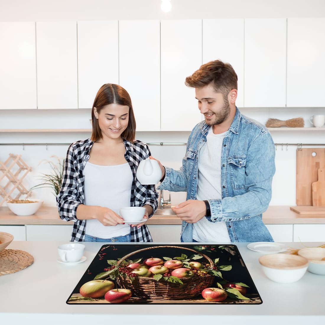 Stove Cover Electric Stove Cover Rubber Glass Stove Top Protector Stove Cover Protector Counter Mat for Electric Stove and Ceramic Granite Tabletop (28.3x20.5 Inch Apples) for DIY