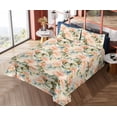 thumbnail image 4 of Ambesonne Spring Fitted & Flat Sheet with Shams 4 Pcs Set, Pastel Butterflies Flowers, King, Olive Green Coral and Blush, 4 of 5