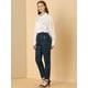 thumbnail image 3 of INSPIRE CHIC Pantalones A Cuadros De Tartán Vintage Para Mujer Pantalones Largos Rectos De Cintura Elástica Azul oscuro M, 3 of 6