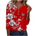 thumbnail image 4 of Qingpeng 3/4 Length Sleeve Tunic Tops for Women Casual Dressy Summer Floral Print Blouses Casual Buisness Work Spring Tee Shirts Size S-3XL, 4 of 7