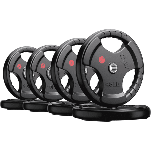 GIKPAL 180lbs Weight Plates 2 Inch Rubber Coated Olympic Weight Plate for Strength Training & Weightlifting in Home Gym, Solid Cast Iron Bumper Plates for Barbell