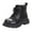 Black a3, variant on DxhmoneyHX Boots for Girls Lace Up Side Zipper Faux Leather Shoes Fall Winter Outdoor Casual Shoes Fashion Solid Slip on Ankle Boots Size 35