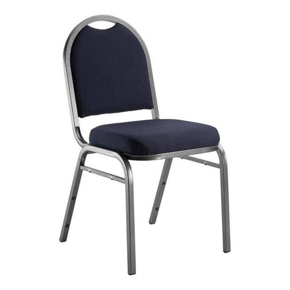 Pemberly Row 35" Metal and Fabric Stack Chair in Midnight Blue/Silvervein
