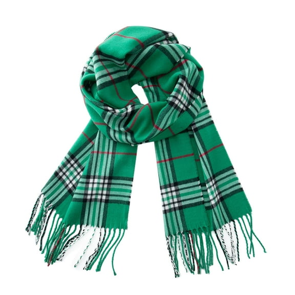 Calvin & Olivia Ultra-Soft Comfort Feel Unisex Winter Solid Plain Scarves Wool Feel Classic Super Soft Luxurious Scarf Classic Green Plaid