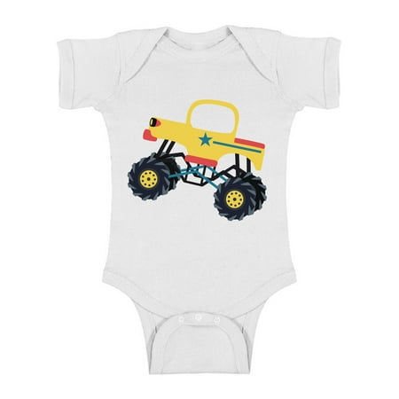 

Baby T Shirts For 18M - NB 6M 12M 18M 24M - Monster Truck Short Sleeve Bodysuit