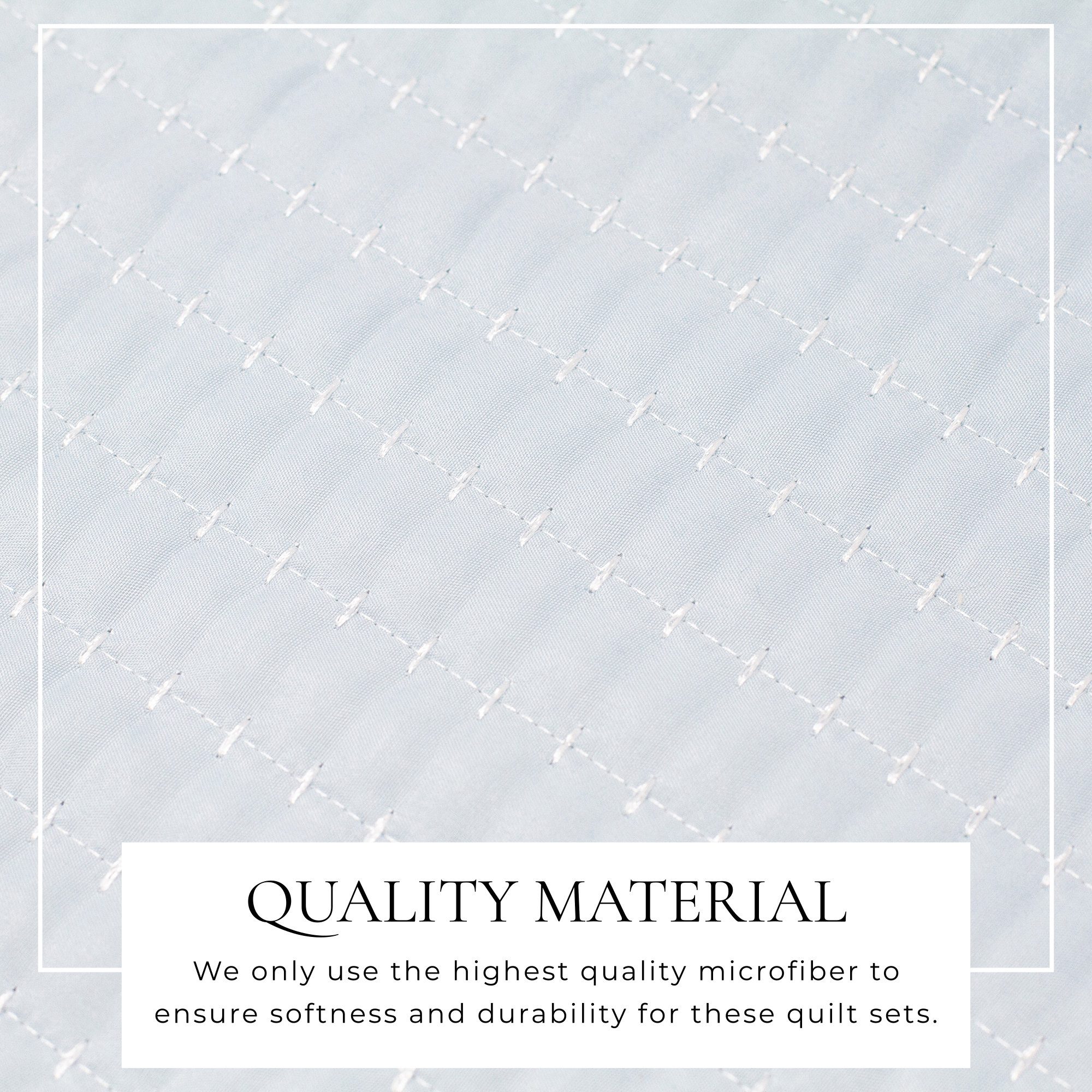 Great Bay Home Detailed Channel Stitch Microfiber All-Season Quilt Set With Shams (Full / Queen, Baby Blue)