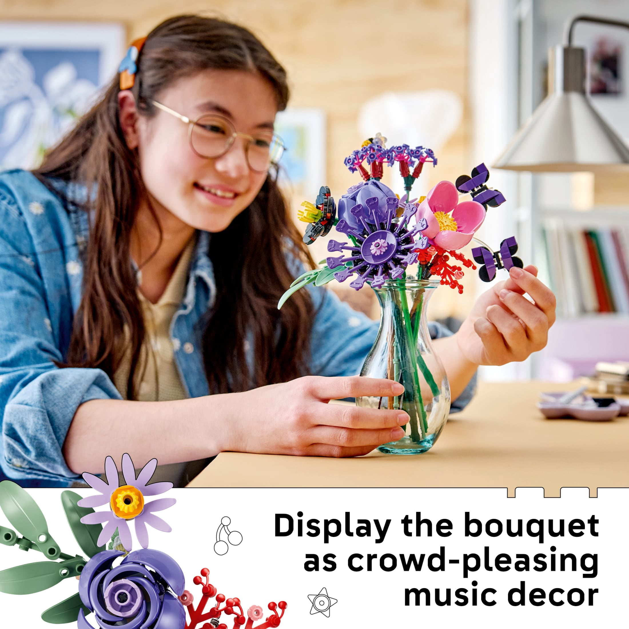 LEGO Botanicals & Editions Olivia Rodrigo's Flower Bouquet - Building Toy for Girls & Boys, Ages 9+ - Artificial Flowers for Bedroom Shelf or Desk, Home Decor - Gift for Music Fans - 11507